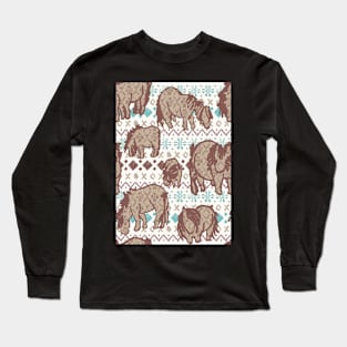 Fairisle Shetland Ponies - Brown Long Sleeve T-Shirt